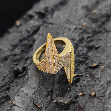 Moissanite Lightning Bolt Ring  Warrior