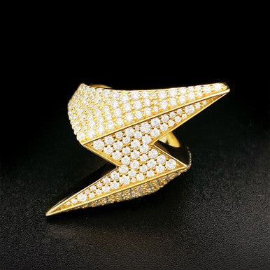 Moissanite Lightning Bolt Ring  Warrior