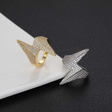 Moissanite Lightning Bolt Ring  Warrior