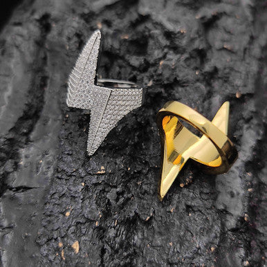 Moissanite Lightning Bolt Ring  Warrior