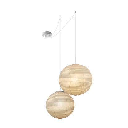 Washi Paper A Pendant Lamp ∅ 15.7″ + ∅ 23.6″ / Dia 40cm + 60cm / White Lampshade & White Cable 1001 Pendant light