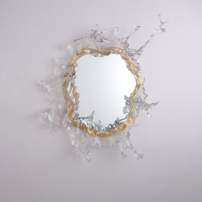 Water Drop Mirror Wall Lamp ∅ 17.7″ x H 17.7″ / Dia 45cm x H 45cm / Gold & Clear / Warm Light Wall lamp