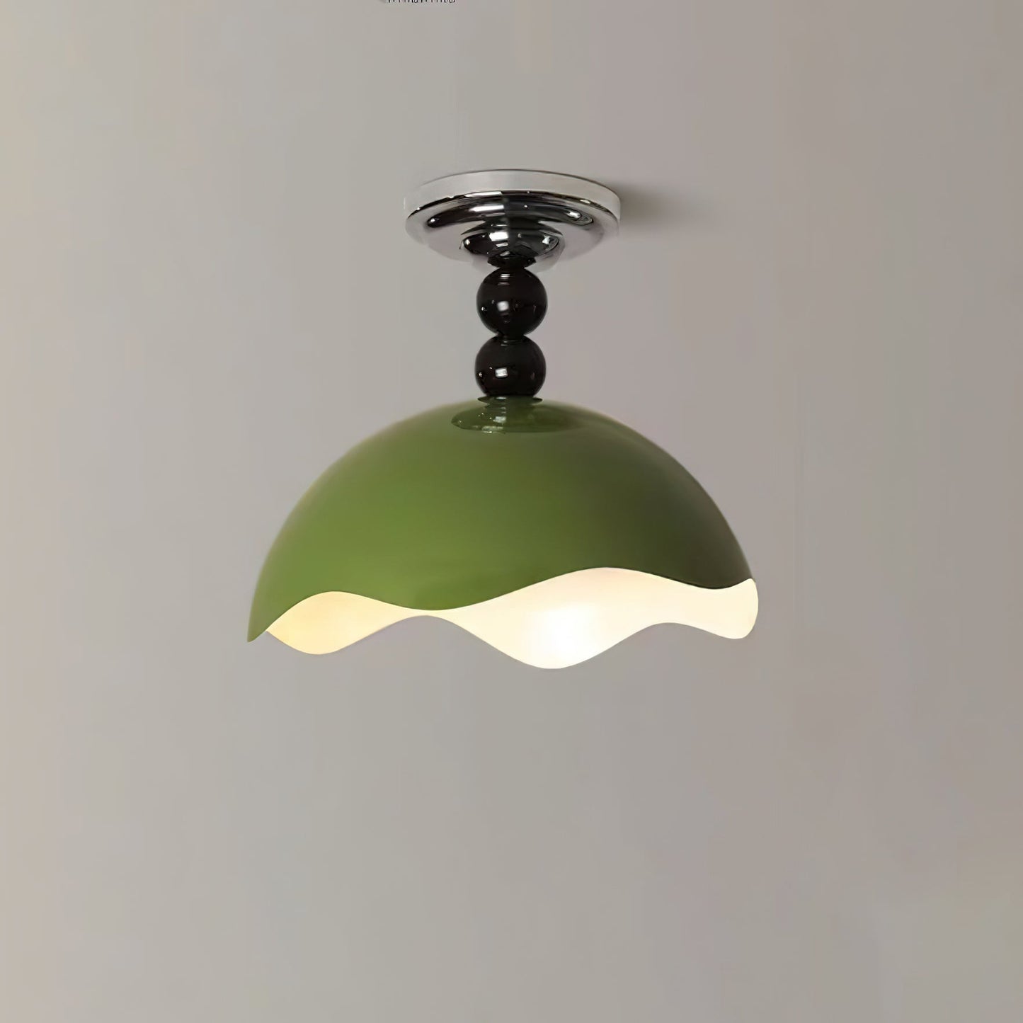 Wave Crest Ceiling Lamp ∅ 11.8″ x H 13.8″ / Chrome & Green / Warm Light Ceiling lamp