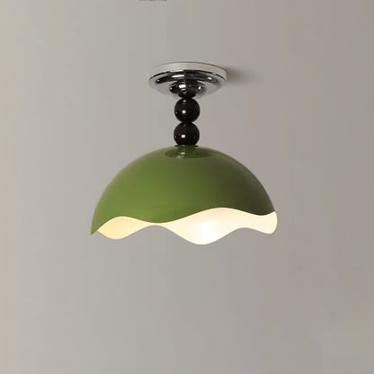 Wave Crest Ceiling Lamp ∅ 11.8″ x H 13.8″ / Chrome & Green / Warm Light Ceiling lamp
