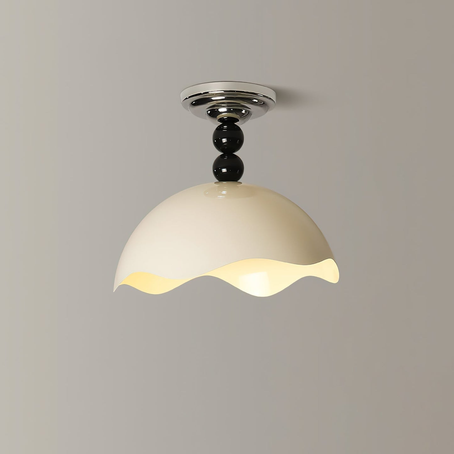 Wave Crest Ceiling Lamp ∅ 11.8″ x H 13.8″ / Chrome & Beige / Warm Light Ceiling lamp