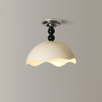 Wave Crest Ceiling Lamp ∅ 11.8″ x H 13.8″ / Chrome & Beige / Warm Light Ceiling lamp
