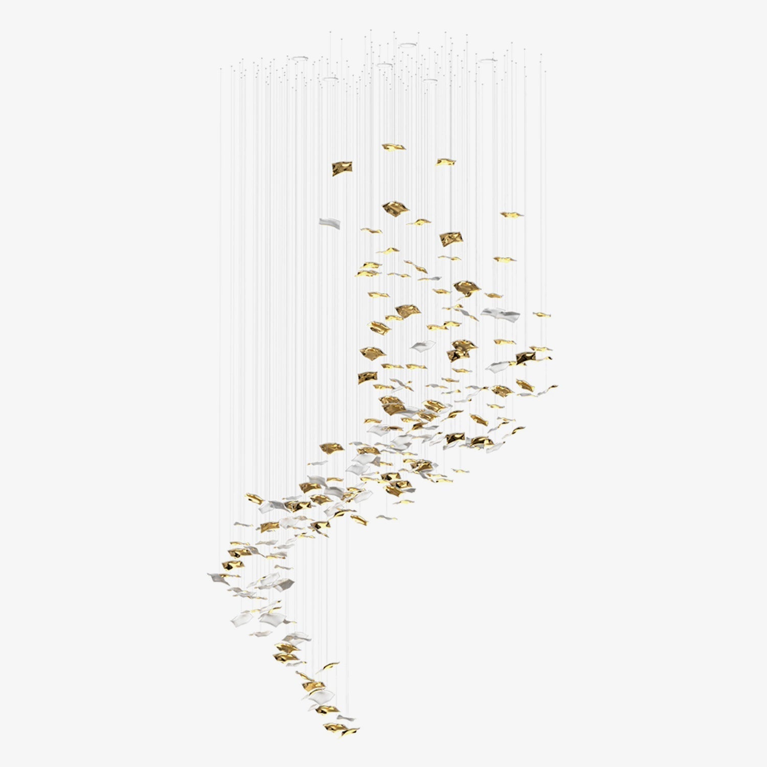 Whispering Kerchiefs Chandelier ∅ 51.2″ x H 98.4″ / Gold & Silver / Warm Light Chandelier
