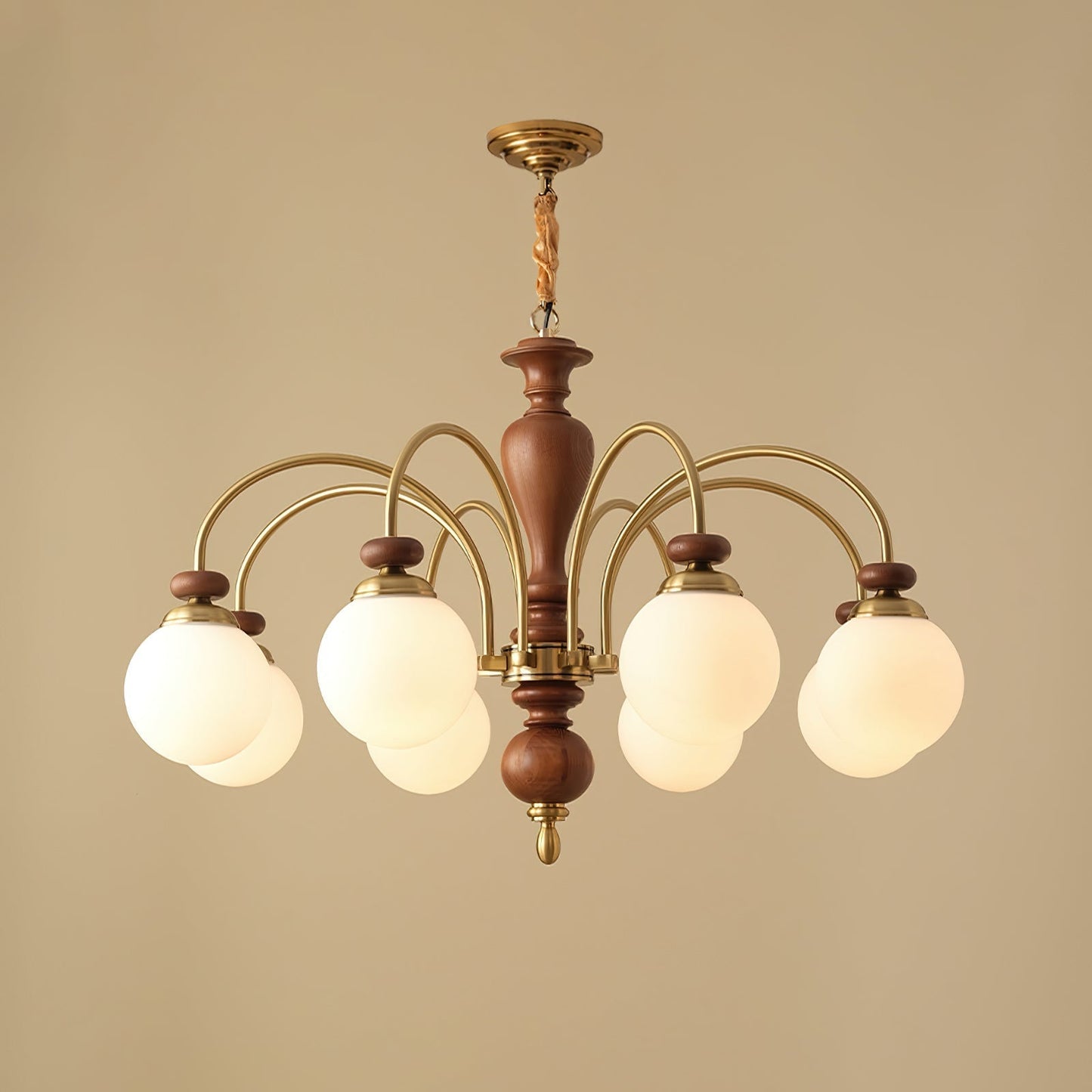 Windsor Classic Chandelier 8 Heads ∅ 36.2″ x H 21.7″ / Dia 92cm x H 55cm / Walnut Color & Gold Chandelier