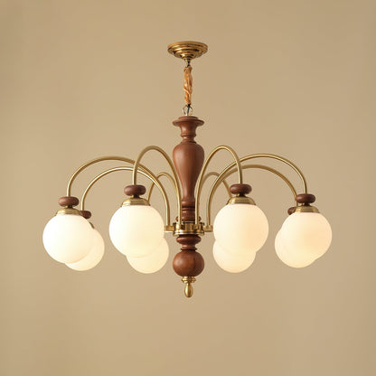 Windsor Classic Chandelier 8 Heads ∅ 36.2″ x H 21.7″ / Dia 92cm x H 55cm / Walnut Color & Gold Chandelier