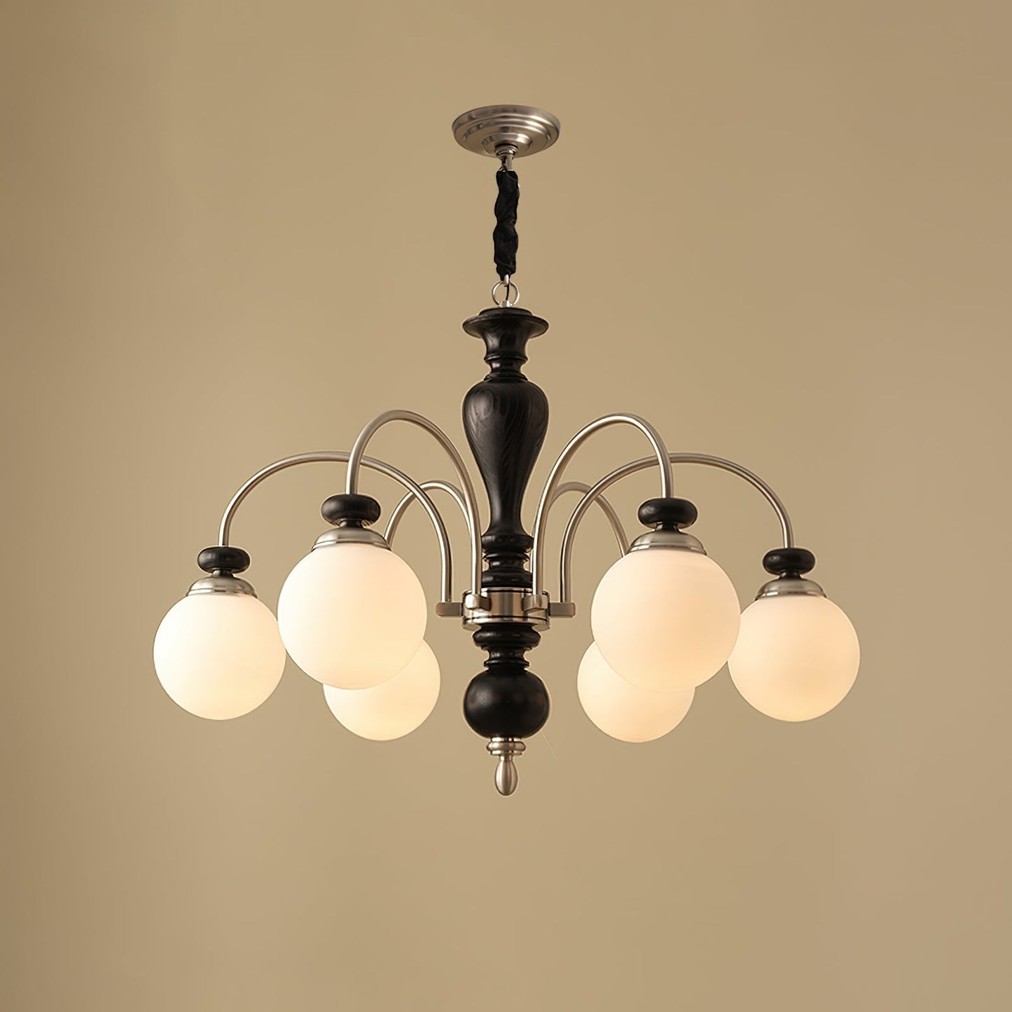Windsor Classic Chandelier 6 Heads ∅ 31.5″ x H 21.7″ / Dia 80cm x H 55cm / Black & Chrome Chandelier