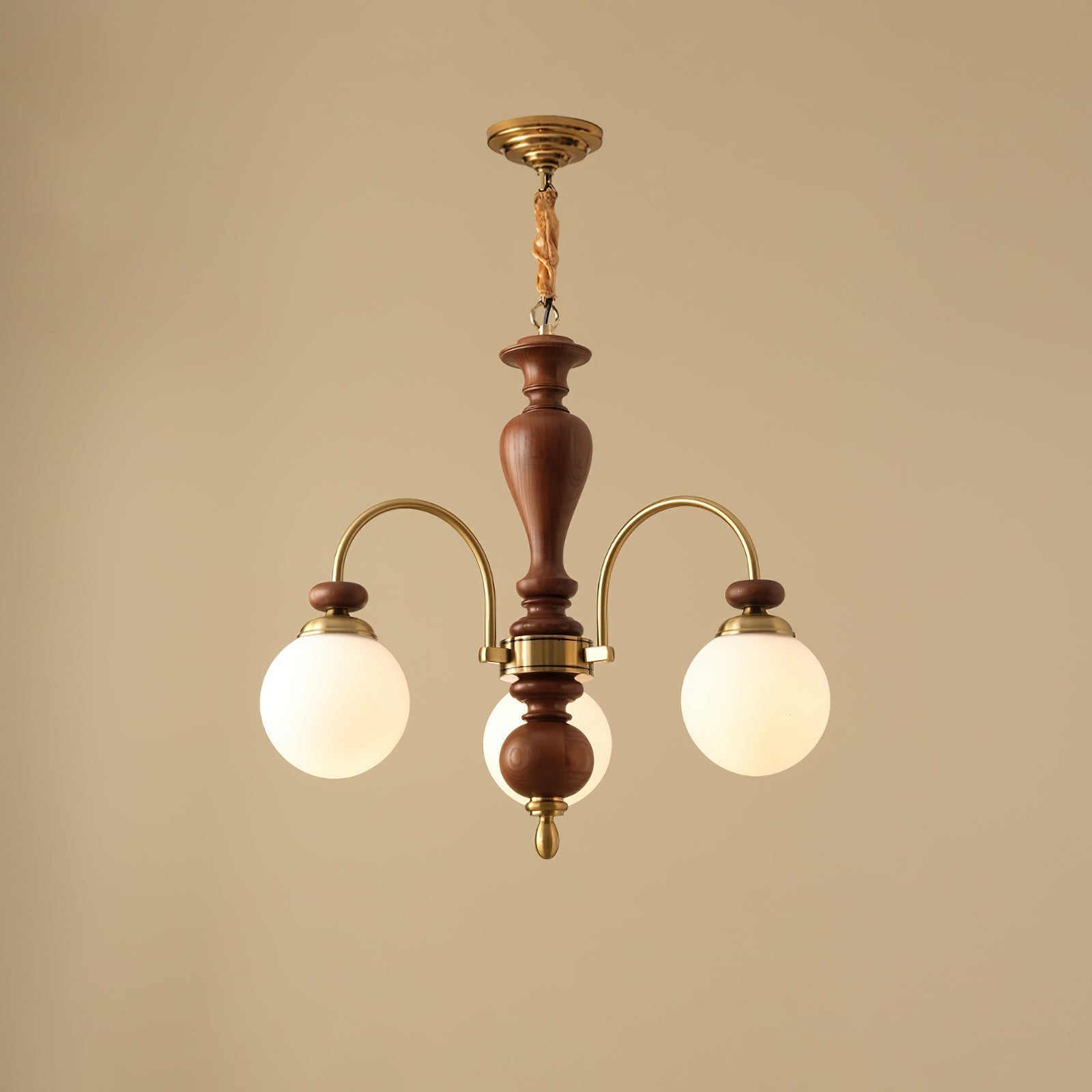 Windsor Classic Chandelier 3 Heads ∅ 25.2″ x H 21.7″ / Dia 64cm x H 55cm / Walnut Color & Gold Chandelier