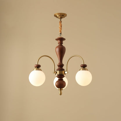 Windsor Classic Chandelier 3 Heads ∅ 25.2″ x H 21.7″ / Dia 64cm x H 55cm / Walnut Color & Gold Chandelier