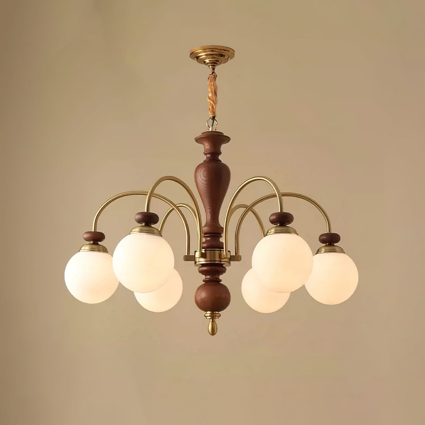 Windsor Classic Chandelier 6 Heads ∅ 31.5″ x H 21.7″ / Dia 80cm x H 55cm / Walnut Color & Gold Chandelier