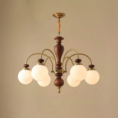 Windsor Classic Chandelier 6 Heads ∅ 31.5″ x H 21.7″ / Dia 80cm x H 55cm / Walnut Color & Gold Chandelier