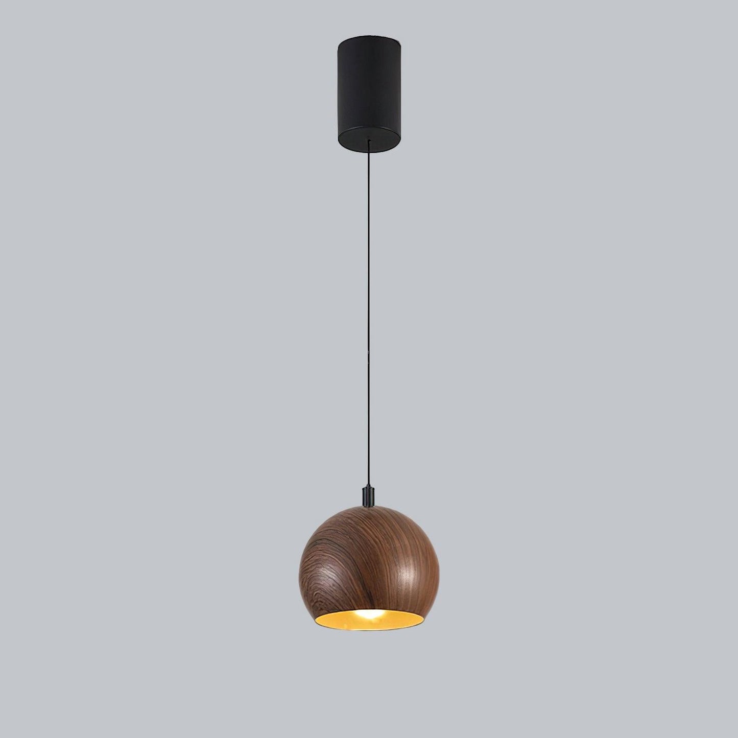 Wood Grain Pendant Lamp Model B ∅ 5.9″ x H 5.1″ / Dia 15cm x H 13cm / Walnut color / Warm Light Pendant light