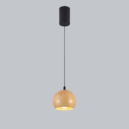 Wood Grain Pendant Lamp Model B ∅ 5.9″ x H 5.1″ / Dia 15cm x H 13cm / Wood color / Warm Light Pendant light