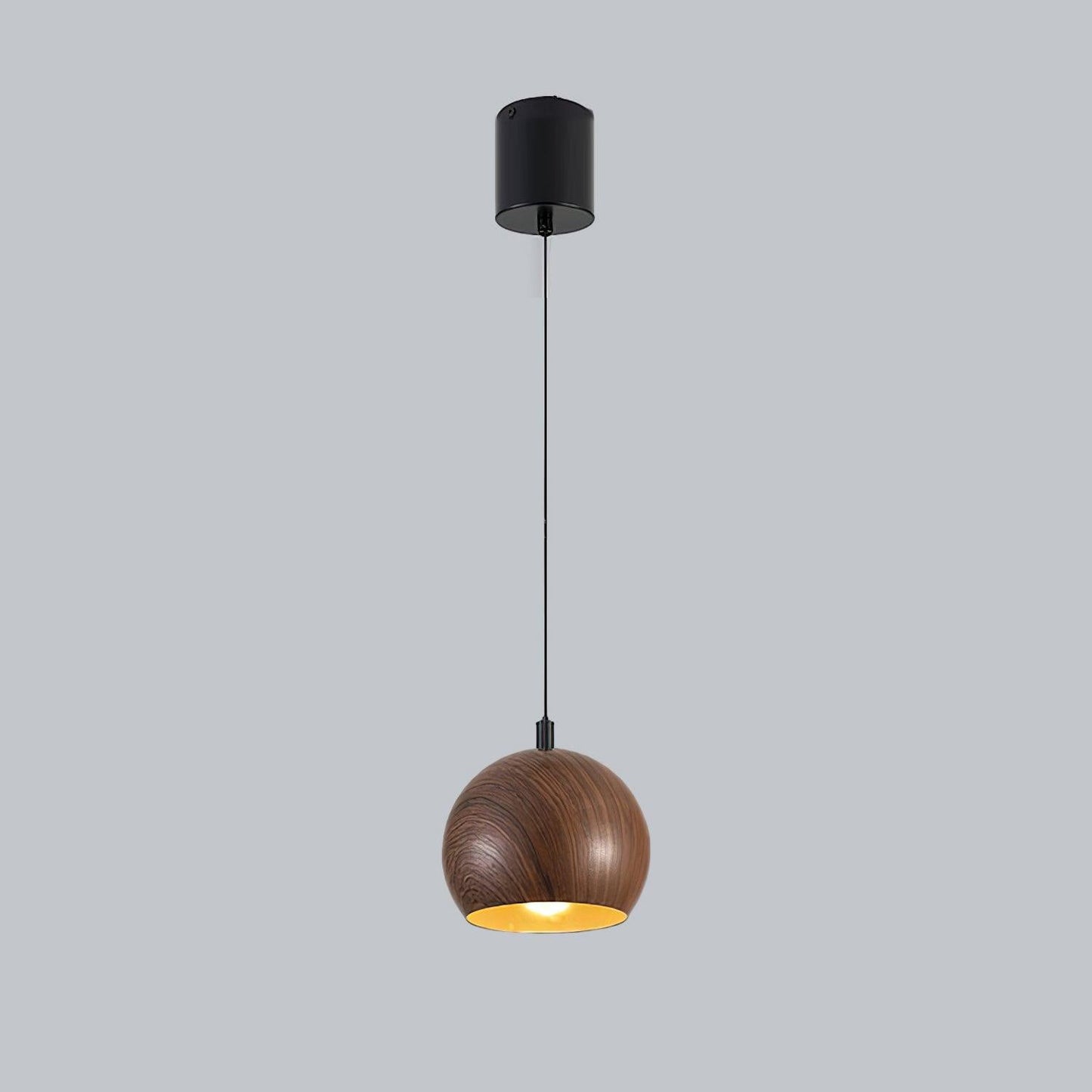 Timeless Grain Pendant Lamp Model A ∅ 7.1″ x H 5.5″ / Dia 18cm x H 14cm / Walnut Grain Hydrographics / Warm Light 1001