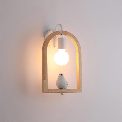 Wood Bird Resin Wall Light Model A ∅ 9.1″ x H 13.2″ / Dia 23cm x H 33.5cm / Wooden Wall lamp