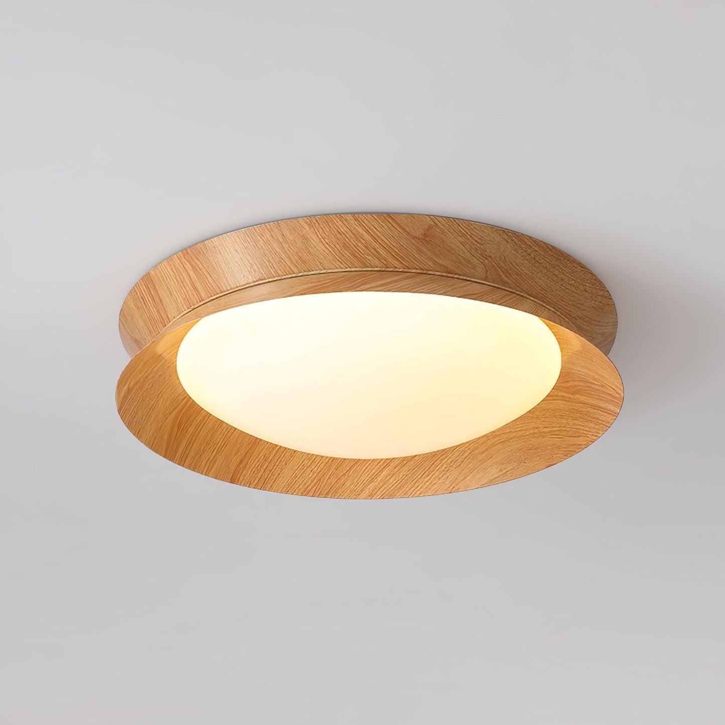 Double Half Round Ceiling Light ∅ 19.7″ x H 3.1″ / Dia 50cm x H 8cm / Nature wood grain / Warm Light Ceiling lamp