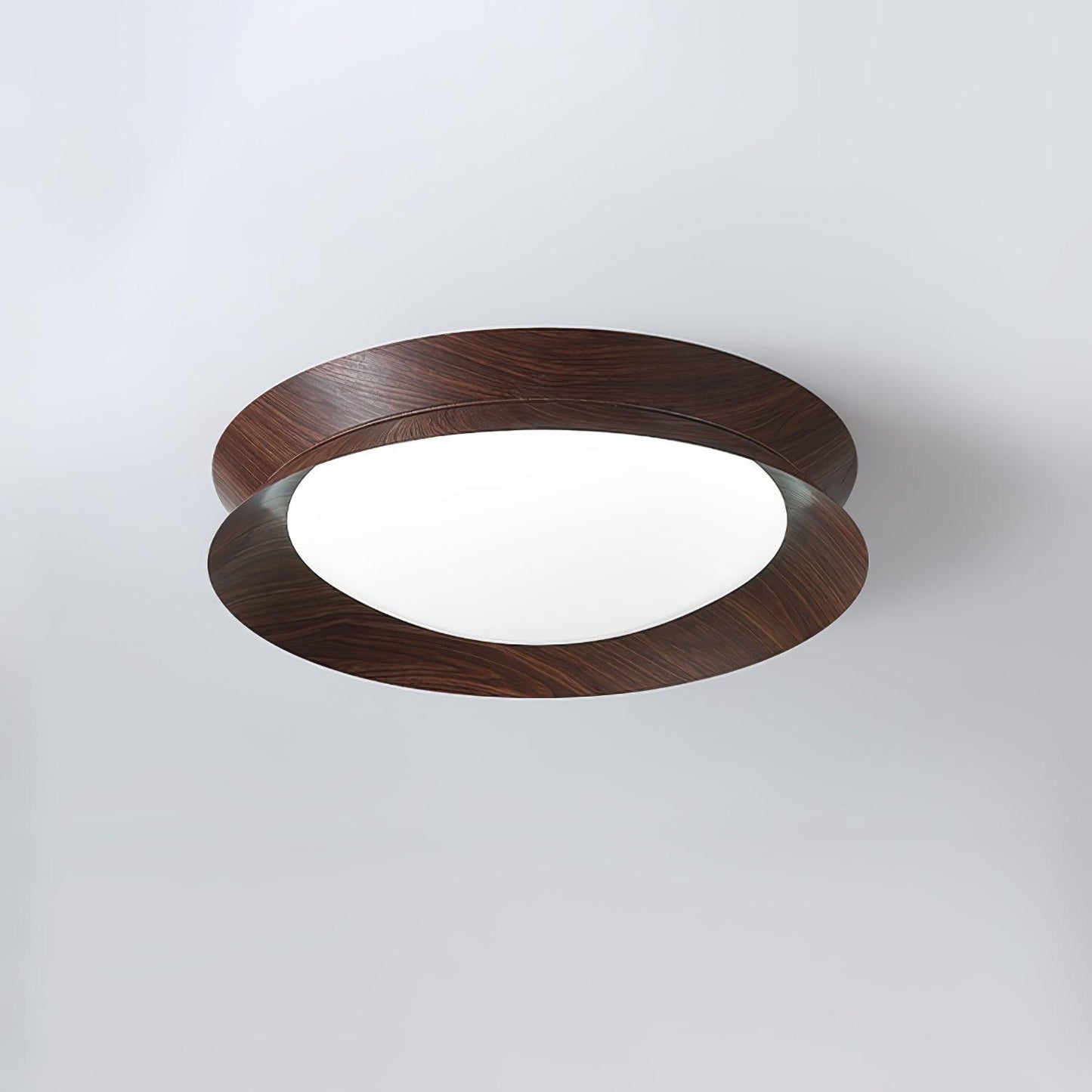 Double Half Round Ceiling Light ∅ 15.7″ x H 3.1″ / Dia 40cm x H 8cm / Walnut wood grain / Cool Light Ceiling lamp