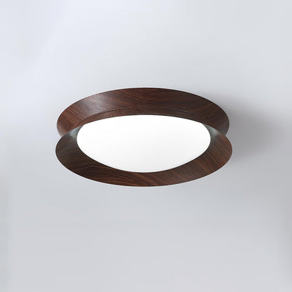 Double Half Round Ceiling Light ∅ 15.7″ x H 3.1″ / Dia 40cm x H 8cm / Walnut wood grain / Cool Light Ceiling lamp