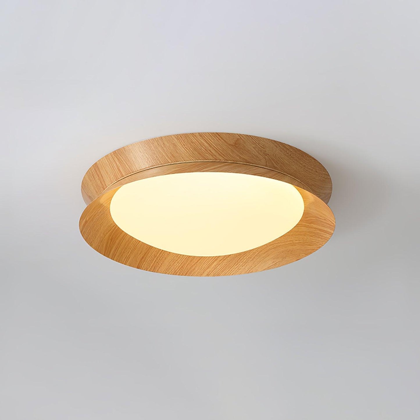 Double Half Round Ceiling Light ∅ 15.7″ x H 3.1″ / Dia 40cm x H 8cm / Nature wood grain / Warm Light Ceiling lamp