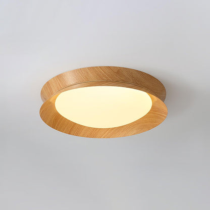 Double Half Round Ceiling Light ∅ 15.7″ x H 3.1″ / Dia 40cm x H 8cm / Nature wood grain / Warm Light Ceiling lamp