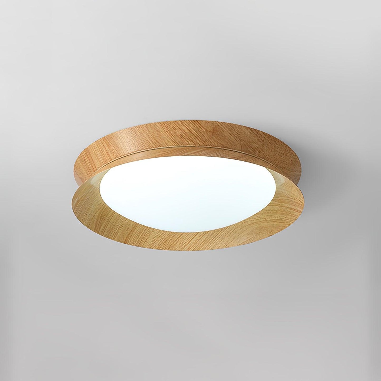 Double Half Round Ceiling Light ∅ 15.7″ x H 3.1″ / Dia 40cm x H 8cm / Nature wood grain / Cool Light Ceiling lamp