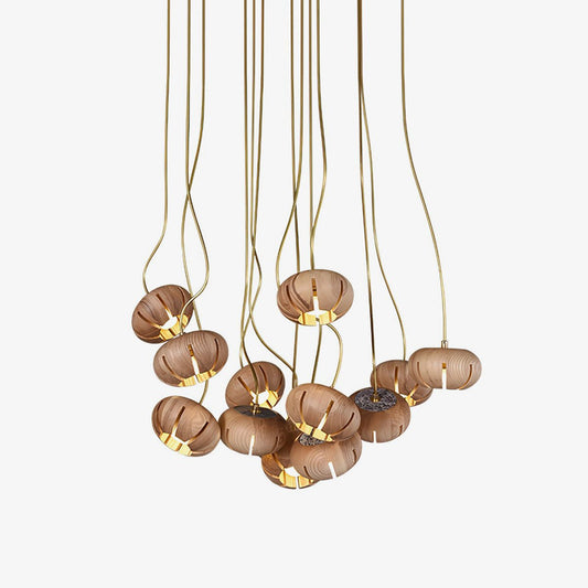 Wood Pumpkin Cluster Chandelier Chandelier