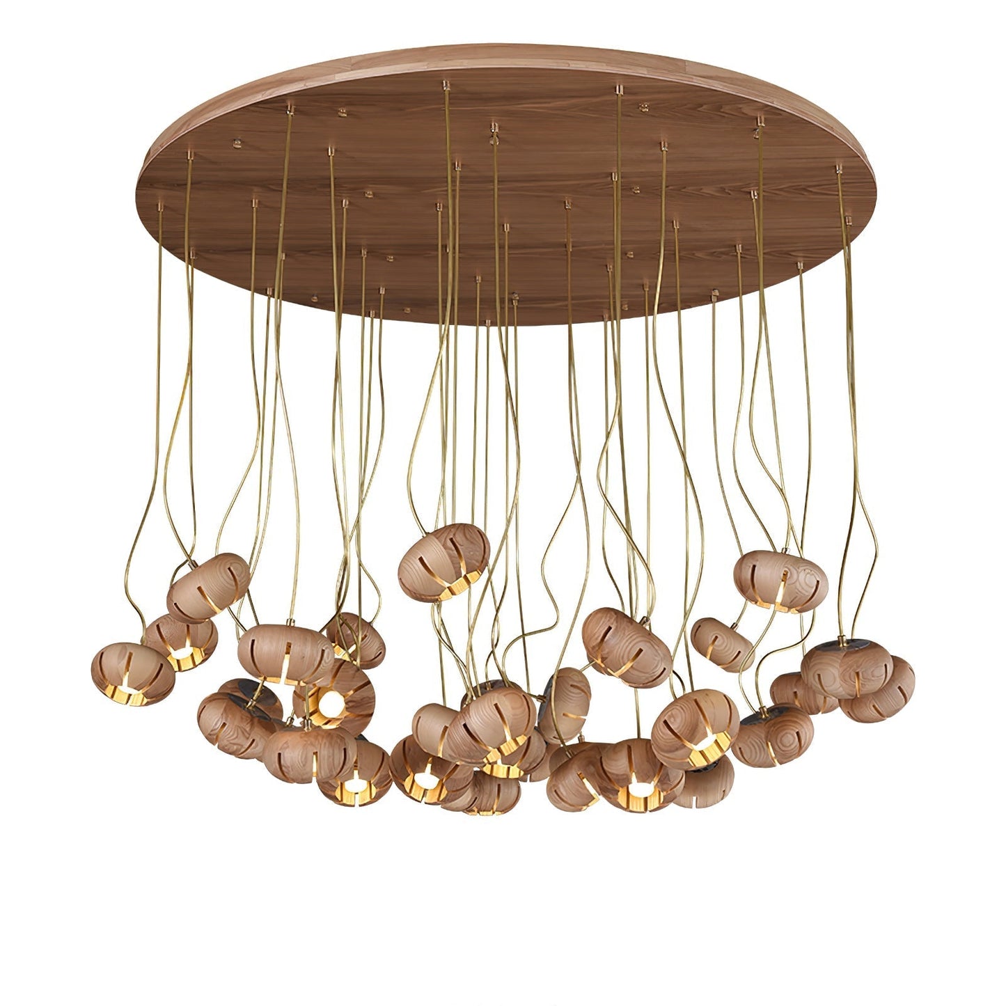 Wood Pumpkin Cluster Chandelier 37 heads ∅ 47.2″ x H 37.4″ / Wood Color Chandelier