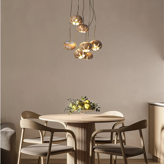 Wood Pumpkin Cluster Chandelier Chandelier