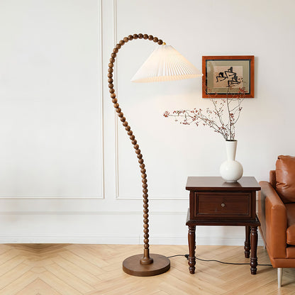 Wooden Bead Floor Lamp Model B ∅ 21.7″ x H 66.9″ / Walnut Color / US Plug Floor lamp
