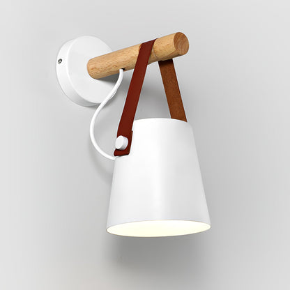 Wooden Conical Wall Light ∅ 5.1″ x H 8.7″ / Dia 13cm x H 22cm / White Wall lamp