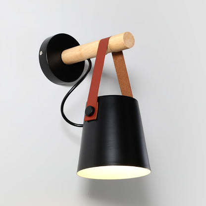 Wooden Conical Wall Light ∅ 5.1″ x H 8.7″ / Dia 13cm x H 22cm / Black Wall lamp
