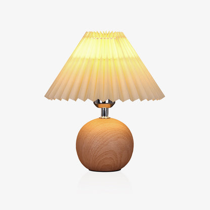 Wooden Pleated Table Lamp