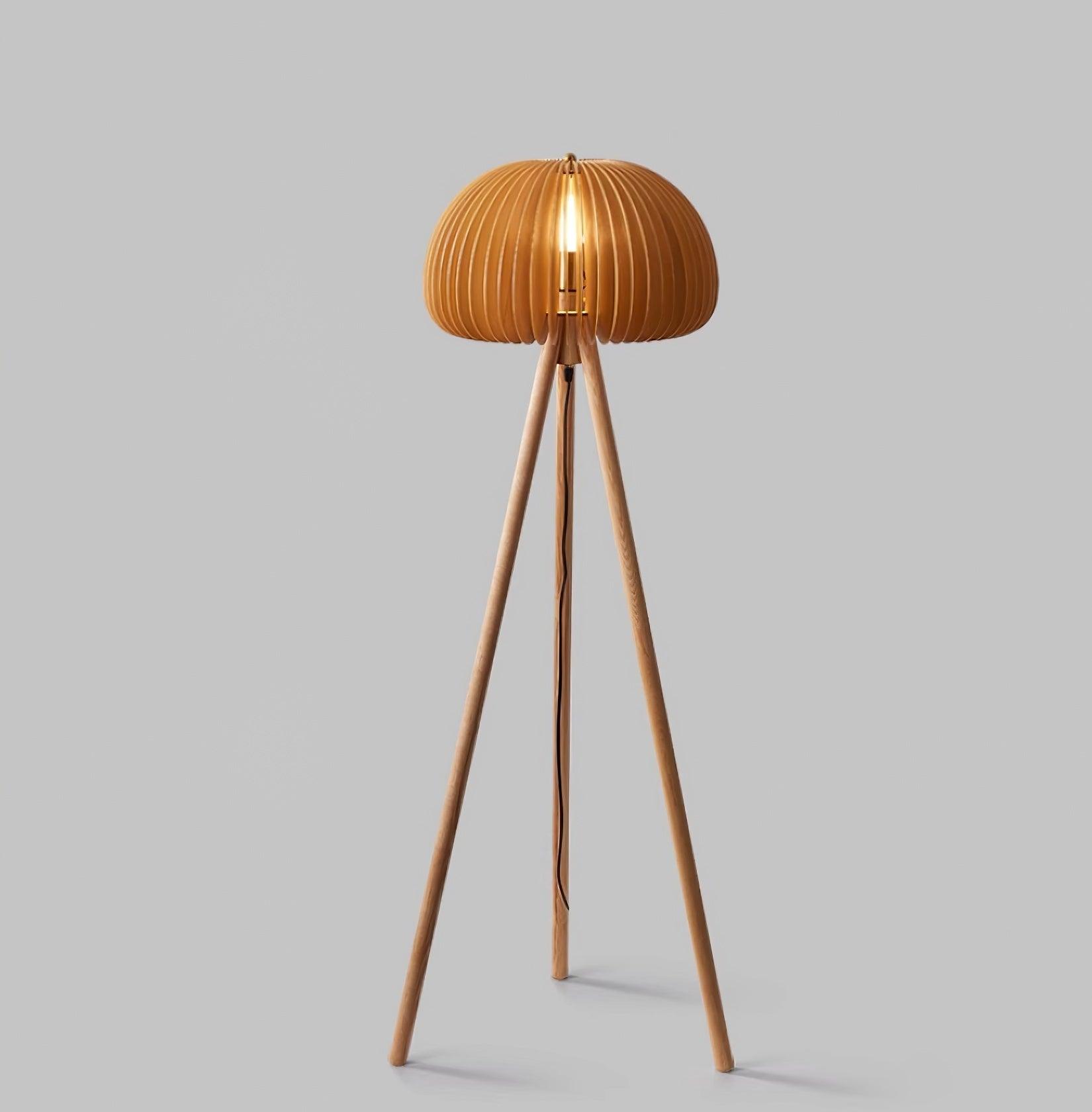 Wooden Pumpkin Floor Lamp ∅ 17.7″ x H 56.3″/ Dia 45cm x H 143cm / Wooden / US plug Floor lamp