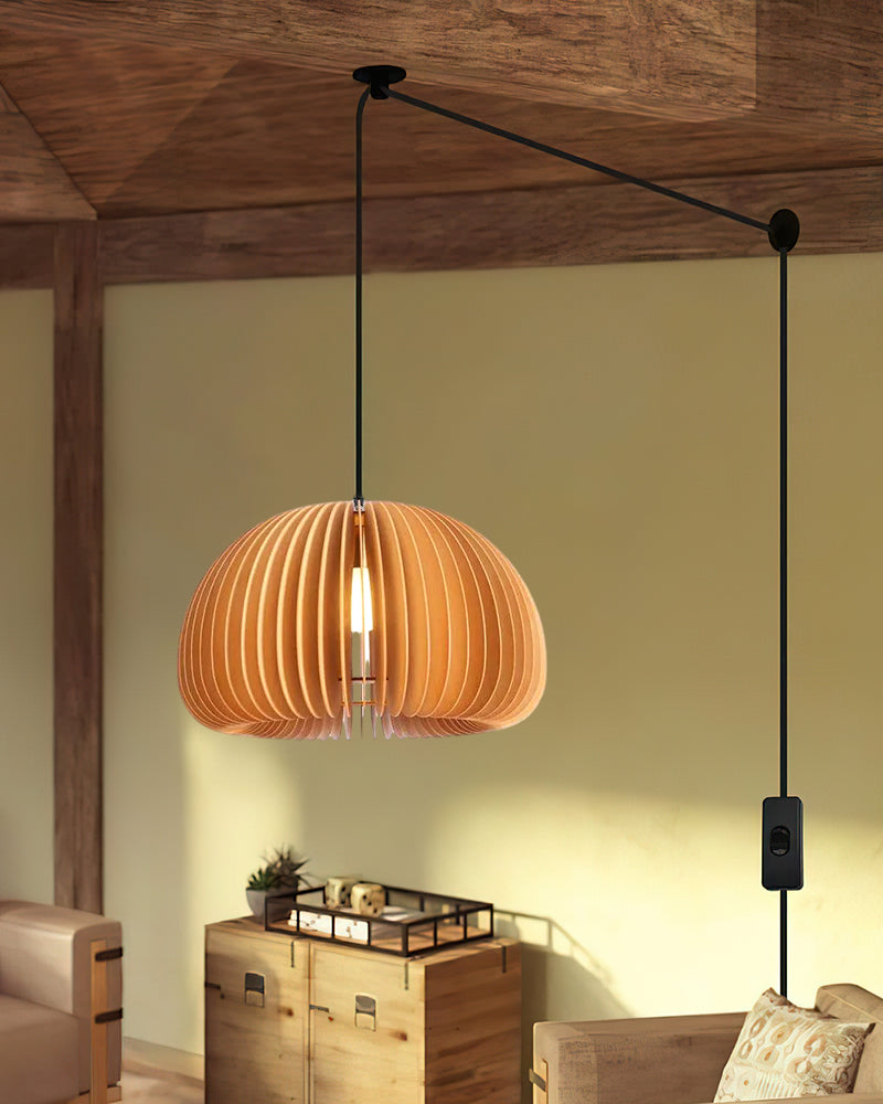 Wooden Pumpkin Swag Lights
