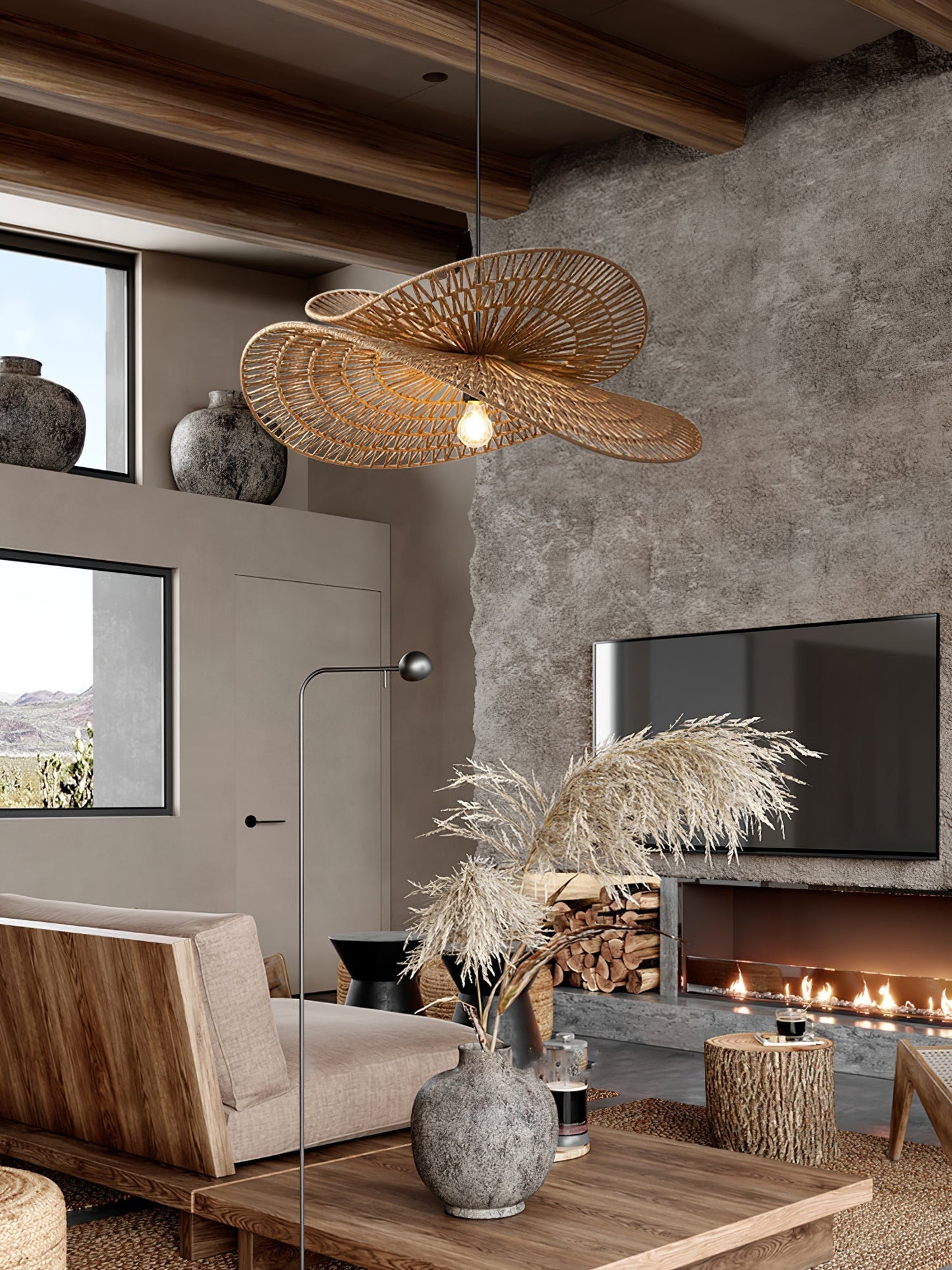 Woven Breeze Pendant Light ∅ 19.7″ x H 7.9″ / Natural hemp color 1001 pendant Lamp