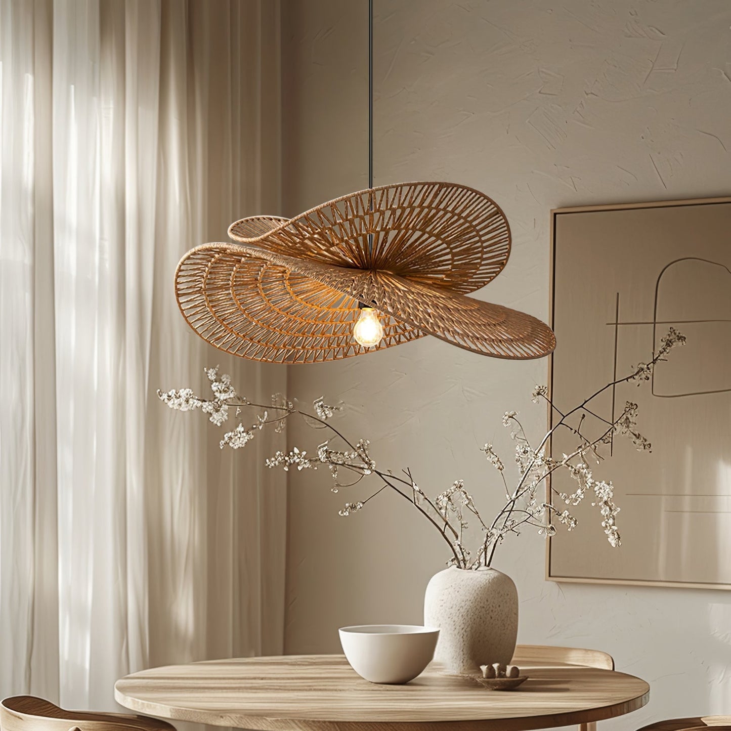 Woven Breeze Pendant Light ∅ 19.7″ x H 7.9″ / Natural hemp color 1001 pendant Lamp