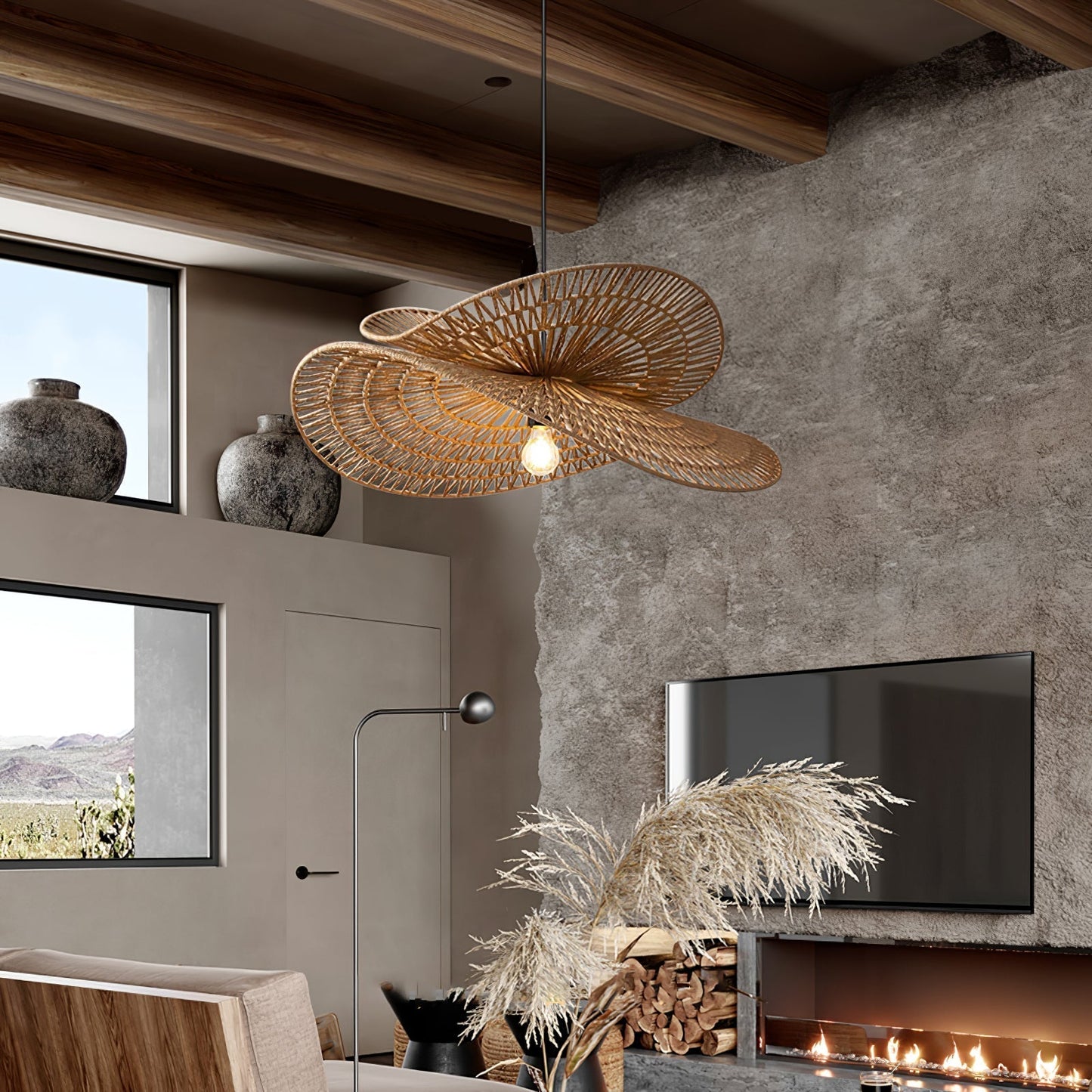 Woven Breeze Pendant Light ∅ 19.7″ x H 7.9″ / Natural hemp color 1001 pendant Lamp