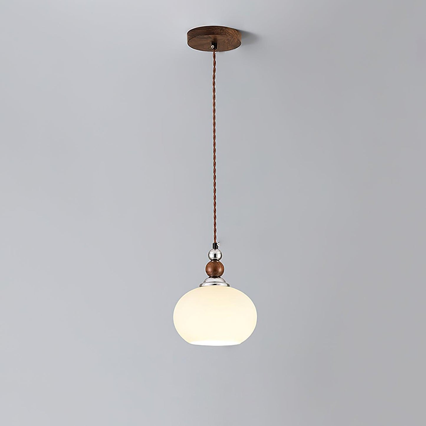 Yisi Po Pendant Lamp ∅ 7.1″ x H 4.7″ / Dia 18cm x H 12cm / Walnut color & Chrome Pendant light