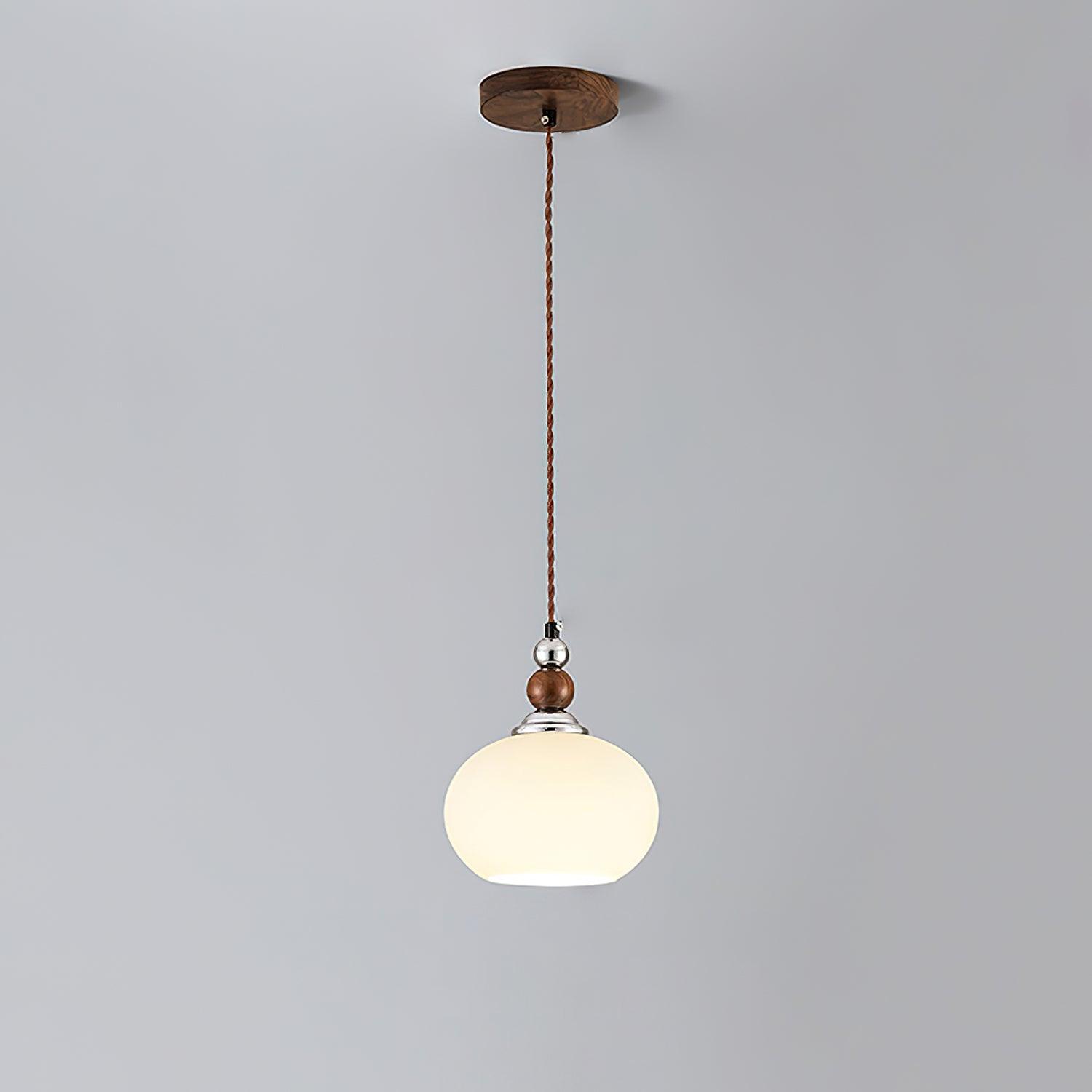 Yisi Po Pendant Lamp ∅ 7.1″ x H 4.7″ / Dia 18cm x H 12cm / Walnut color & Chrome Pendant light