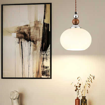 Yisi Po Pendant Lamp ∅ 7.1″ x H 4.7″ / Dia 18cm x H 12cm / Walnut color & Chrome Pendant light