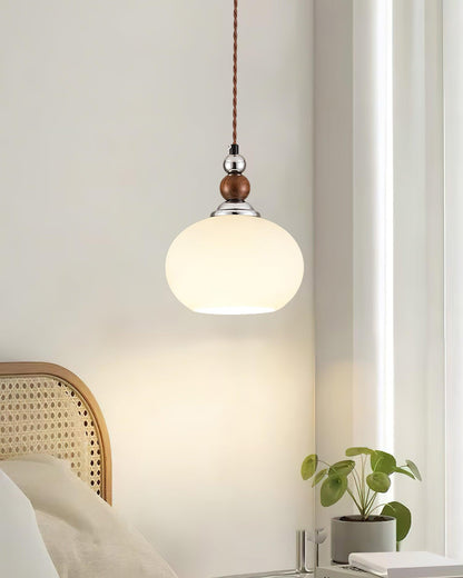 Yisi Po Pendant Lamp ∅ 7.1″ x H 4.7″ / Dia 18cm x H 12cm / Walnut color & Chrome Pendant light