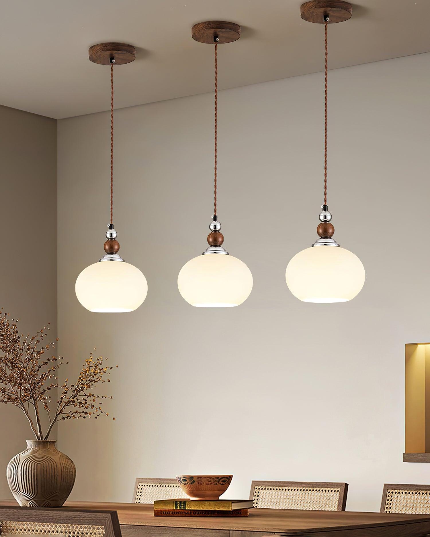 Yisi Po Pendant Lamp ∅ 7.1″ x H 4.7″ / Dia 18cm x H 12cm / Walnut color & Chrome Pendant light