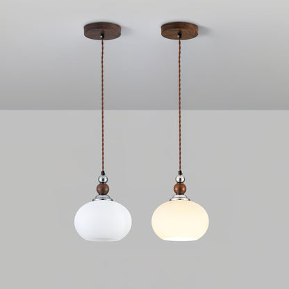 Yisi Po Pendant Lamp ∅ 7.1″ x H 4.7″ / Dia 18cm x H 12cm / Walnut color & Chrome Pendant light