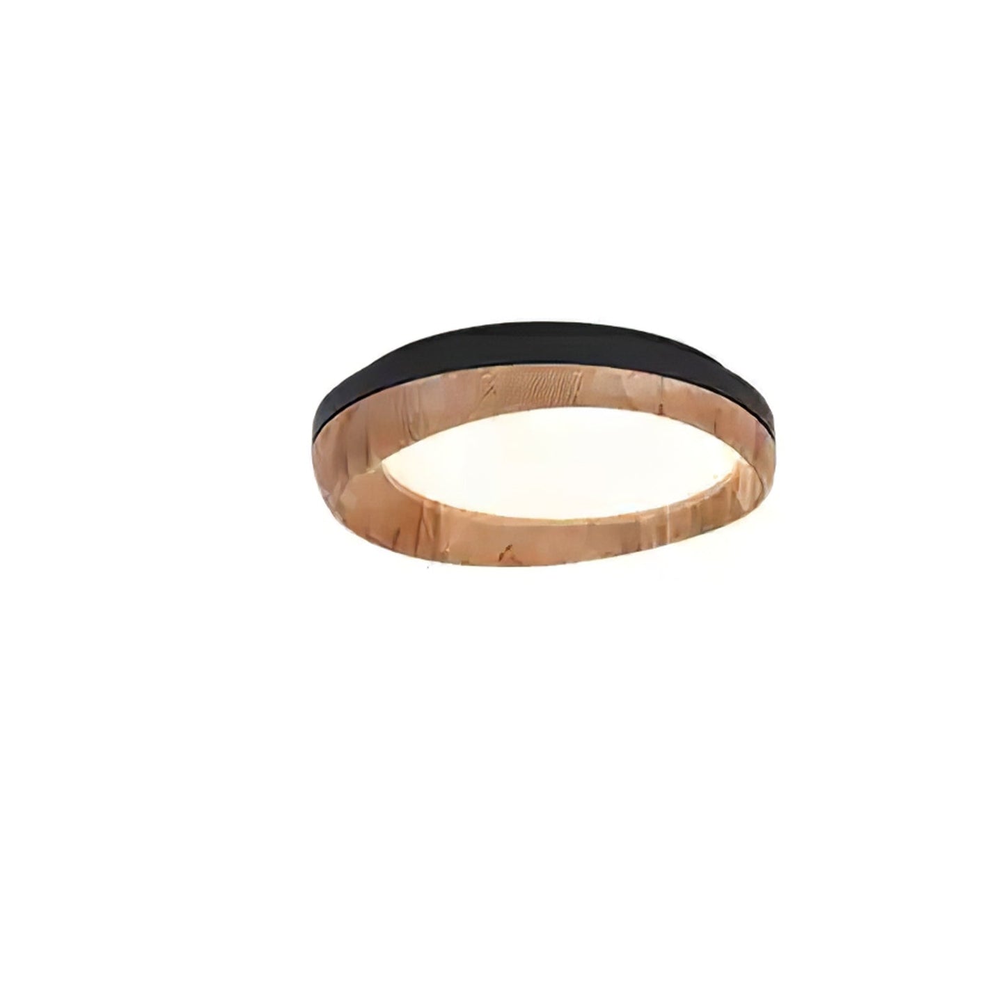 Zenova Wood Ceiling Light ∅ 17.7’’ x H 4.7’’ / Black & Wood Color / Warm Light Ceiling lamp