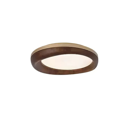 Zenova Wood Ceiling Light ∅ 31.5’’ x H 5.5’’ / Gold & Walnut Color / Warm Light Ceiling lamp