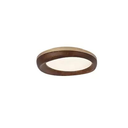 Zenova Wood Ceiling Light ∅ 23.6’’ x H 5.1’’ / Gold & Walnut Color / Warm Light Ceiling lamp