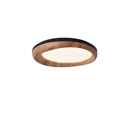 Zenova Wood Ceiling Light ∅ 31.5’’ x H 5.5’’ / Black & Wood Color / Warm Light Ceiling lamp